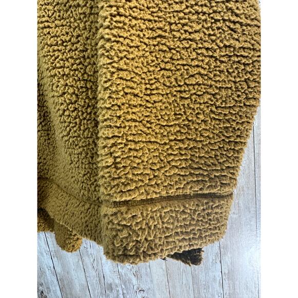 Aerie Sweater Womens‎ XL Camel Sherpa Teddy Fleece Oversized Pockets Soft Warm - Picture 4 of 8